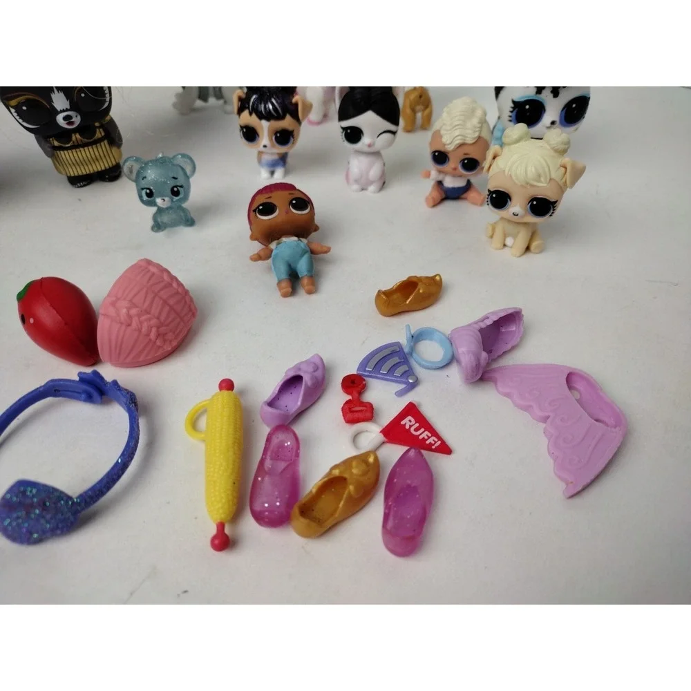 Lot Of 9 Lol Surprise Pets And Tot Dolls Skunk Jive Stardust Ra Ra Accessories